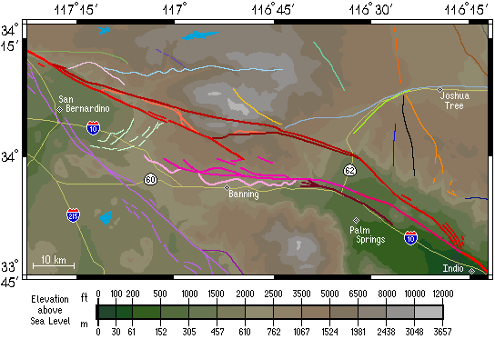 san andreas fault line map