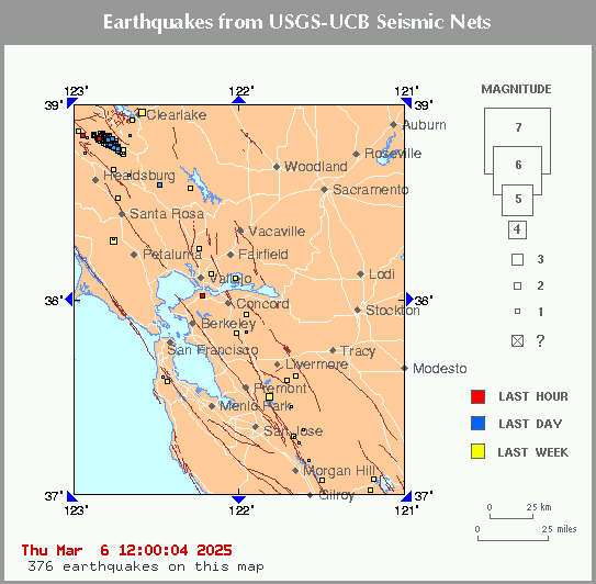 List of Earthquakes for 122 38